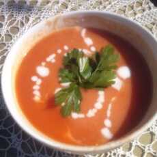 Przepis na Chłodnik pomidorowo- paprykowy i leniwe na słono
