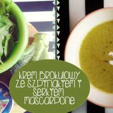 Przepis na Krem z brokułów z dodatkiem świeżego szpinaku oraz serka mascarpone