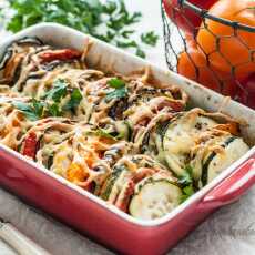 Przepis na Zapiekanka warzywna z bakłażana, cukinii i pomidorów