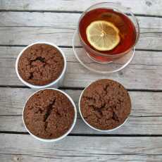 Przepis na Chocolate muffins with pudding filling/Schokoladen muffins mit Puddingfüllung/ czekoladowe muffinki z nadzieniem budyniowym