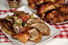Przepis na Ćwiartki kurczaka faszerowane mięsem mielonym i pieczarkami
