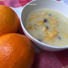 Przepis na Płatki jaglane + płatki quiona z mlekiem i pomarańczami. Śniadanie bez laktozy, bez glutenu
