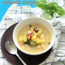 Przepis na Sausage potato spinach soup!