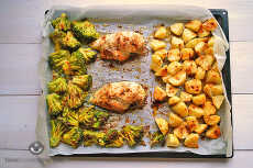 Przepis na Szybki obiad z kurczaka, ziemniaków i brokułów