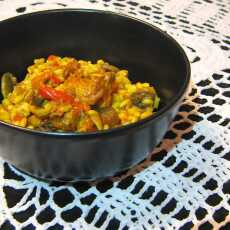 Przepis na Risotto z papryką, pieczarkami i kurczakiem w curry