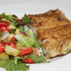 Przepis na Prosty obiad: halibut pieczony na maśle i sałatka