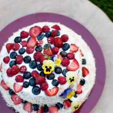 Przepis na Dwupiętrowy tort kokosowo-porzeczkowy - pierwsze urodziny bloga! 