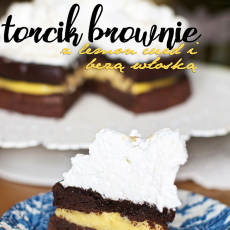 Przepis na Bezglutenowy torcik brownie z lemon curd i bezą włoską