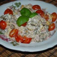 Przepis na Makaron z ricottą, tuńczykiem i grillowanymi pomidorkami cherry