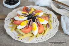 Przepis na Fasolka szparagowa z jajkiem, pomidorem i anchois