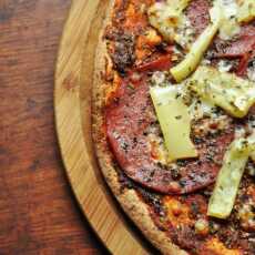 Przepis na Pizza z salami na spodzie z pełnoziarnistej tortilli
