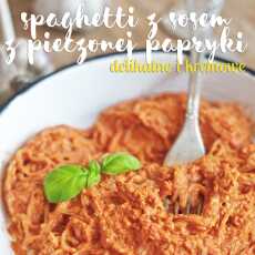 Przepis na Spaghetti z kremowym sosem z pieczonej papryki [wegańskie, paleo]