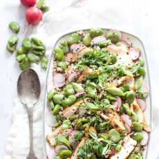 Przepis na Sałatka z bobem, rzodkiewką, komosą ryżową i kurczakiem (Salad with broad beans, radish, quinoa and chicken)