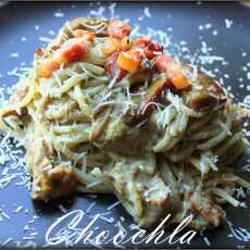 Przepis na Spaghetti z grzybami leśnymi i wędzonką