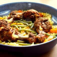 Przepis na Duszone pałki z kurczaka z warzywami i ryżem - dietetyczne i zdrowe :) 