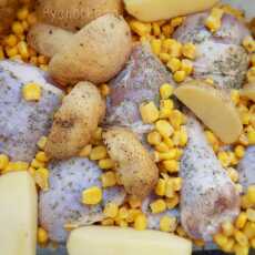 Przepis na Pałeczki kurczaka zapiekane z kukurydzą