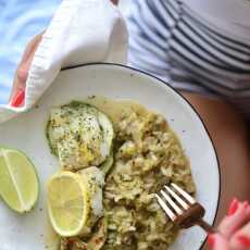 Przepis na Halibut pieczony w papilotach z risotto cytrynowym z cukinią 