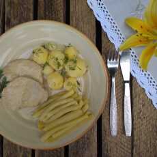 Przepis na Schab w sosie musztardowym z ziemniakami i fasolką szparagową