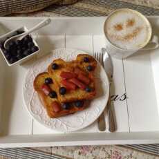 Przepis na Tosty francuskie z rabarbarem i borówką / French toasts with rhubarb and American berry