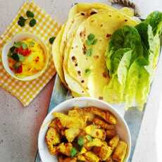 Przepis na Tortille pszenno-kukurydziane z kurczakiem curry i sosem mango