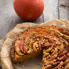 Przepis na Pomarańczowo-orzechowa tarta z dyni z prażonymi jabłkami (weganskie, bezglutenowe, bez cukru)