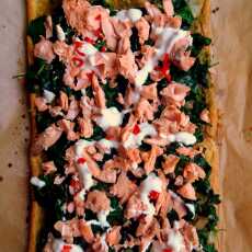 Przepis na Szybka tarta z łososiem, szpinakiem i pesto / Salmon, Spinach and Pesto Tart