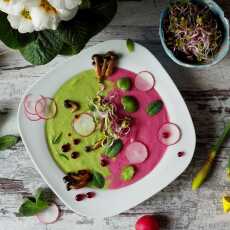Przepis na Wiosenna dwukolorowa zupa krem z warzywami Hortex i buraczkowym 'kawiorem'