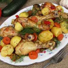Przepis na Pałki z kurczaka pieczone z warzywami