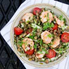 Przepis na Sałatka z soczewicy z krewetkami. / Lentil salad with prawns.