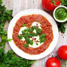 Przepis na Pomidorowe risotto z mozzarellą i sosem bazyliowo - pietruszkowym 