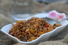 Przepis na Zapiekanka z ryżem warzywami i mięsem