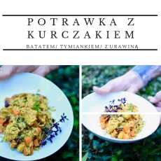Przepis na Potrawka z kurczakiem, batatem, tymiankiem i żurawiną 