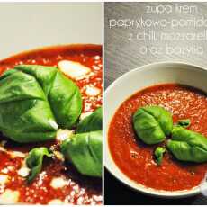 Przepis na Krem paprykowo- pomidorowy z chili, bazylią oraz mozzarellą
