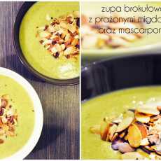 Przepis na Zupa krem z brokułów z prażonymi migdałami oraz serkiem mascarpone