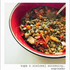 Przepis na Zupa z zielonej soczewicy, szpinaku i suszonych pomidorów