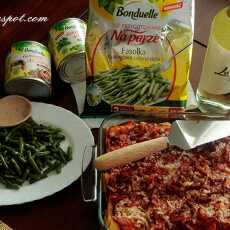 Przepis na Makaron z kurczakiem, warzywami w sosie pomidorowym oraz z fasolką / Pasta with chicken, vegetables in tomato sauce and string-bean