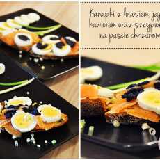 Przepis na Kanapki z jajkiem, łososiem, chrzanem i kawiorem 