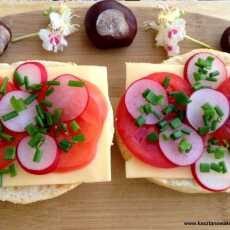 Przepis na Kanapki z serem, pomidorem, rzodkiewką i szczypiorkiem