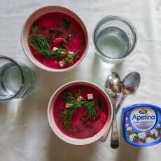 Przepis na ZUPA Z BOTWINKI Z KAWAŁECZKAMI FETY / YOUNG BEETROOT SOUP WITH FETA CHEESE