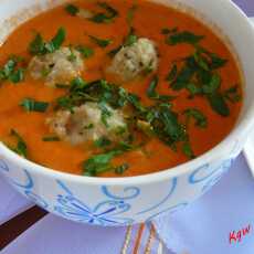 Przepis na Zupa krem pomidorowo - paprykowa z pulpetami