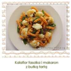 Przepis na Kalafior fasolka i makaron z bułką tartą - prosty obiad