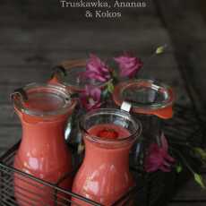 Przepis na Koktajl Truskawka, Ananas & Kokos / Raspberry, Pineapple & Coconut Smoothie (raw vegan)