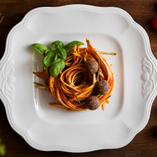 Przepis na SUROWE SPAGHETTI Z CUKINII Z SOSEM POMIDOROWO-PAPRYKOWYM I ORZECHOWYMI PULPECIKAMI 