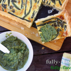 Przepis na Tarta francuska z zieloną fasolką szparagową & pasta z zielonej fasolki 