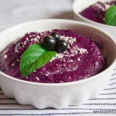 Przepis na JAGLANY BUDYŃ Z CZARNĄ PORZECZKĄ / BLACKCURRANT MILLET PUDDING