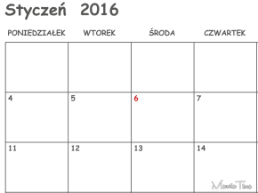 Kalendarz styczeń 2016
