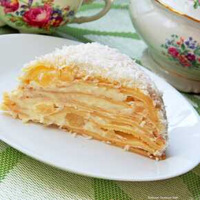 Coconut pancake cake with pineapple