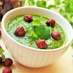 Pesto with oregano and hazelnuts