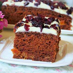Carrot cake with white chocolate icing