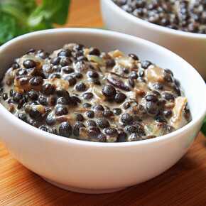 Lentils with mushrooms and mascarpone